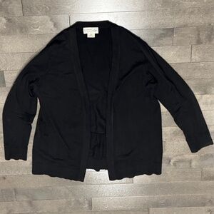 Kate Spade cotton/cashmere black cardigan with back frill detail - women's M